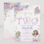 Fairy Verjaardag Uitnodiging Fairy Garden Verjaard (Voorkant / Achterkant)