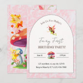 Fairy verjaardagsfeest verticale uitnodiging (Voorkant / Achterkant)