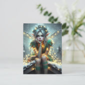 Fairy verpakt in kerstverlichting briefkaart (Staand voorkant)