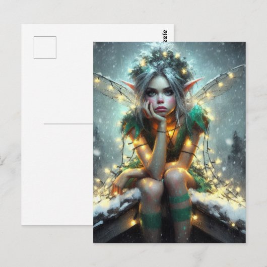 Fairy verpakt in kerstverlichting briefkaart (Voorkant / Achterkant)