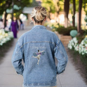 Fairy Vibes Dragonfly Vrouw Wit Paarse Aqua Denim Jacket