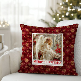 Fairy Victorian Angel Red Gold Christmas Pillow Kussen