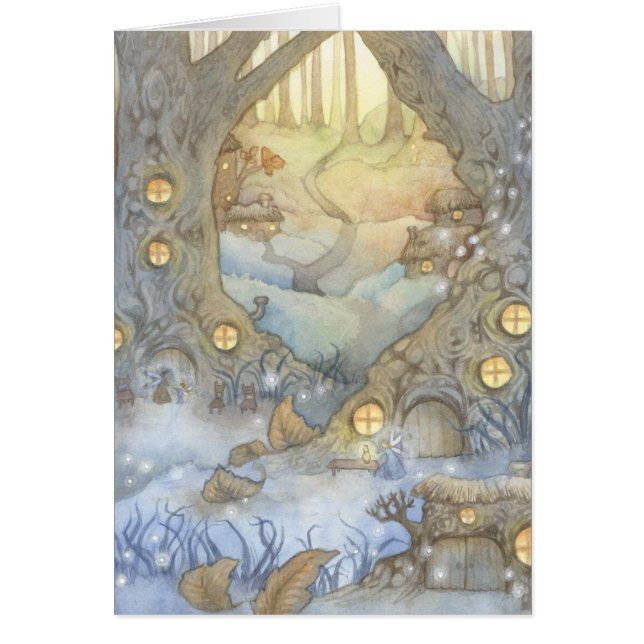 Fairy Village - Fantasy Waterverf Art Card (Voorkant)