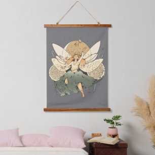 Fairy vliegt in de lucht hangend wandkleed