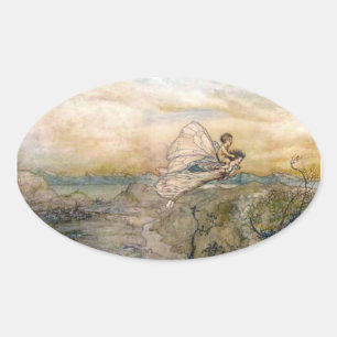 Fairy vliegt weg met kind Sticker