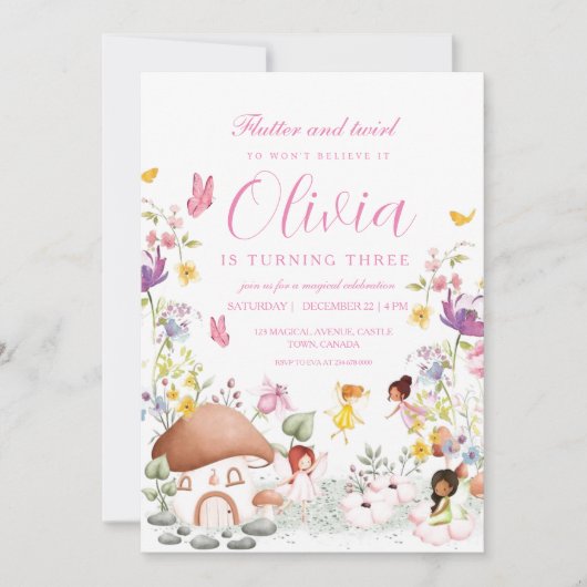 Fairy vlinder tuin Pixie meisjes bloemen Kaart (Voorkant)