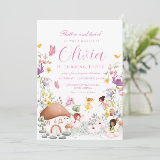 Fairy vlinder tuin Pixie meisjes bloemen Kaart (Staand voorkant)