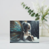 Fairy Vrouw Grijs Haar In Het Bubblebath Briefkaart (Staand voorkant)