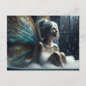 Fairy Vrouw Grijs Haar In Het Bubblebath Briefkaart (Voorkant)