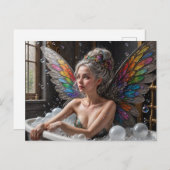 Fairy vrouw met grijs haar neemt een bubbelbad briefkaart (Voorkant / Achterkant)