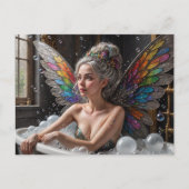 Fairy vrouw met grijs haar neemt een bubbelbad briefkaart (Voorkant)