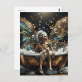 Fairy vrouw neemt een bubbelbad in een gouden kuip briefkaart (Voorkant / Achterkant)