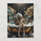 Fairy vrouw neemt een bubbelbad in een gouden kuip briefkaart (Voorkant)