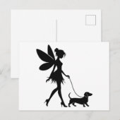 Fairy Walking Dachshund  Briefkaart (Voorkant / Achterkant)