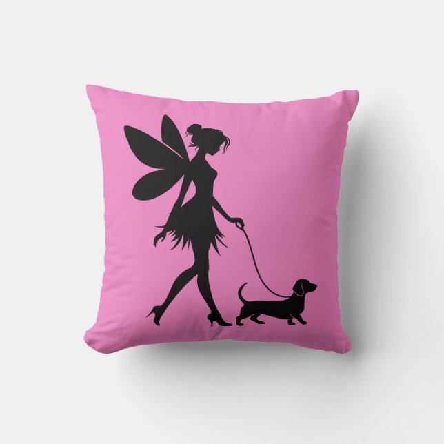 Fairy Walking Dachshund  Kussen (Voorkant)
