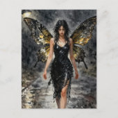 Fairy walking on a rainy night briefkaart (Voorkant)