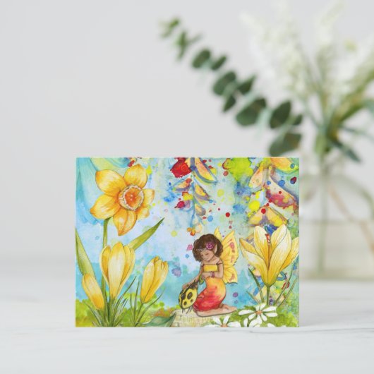 Fairy waterverf illustratie onecht briefkaart (Staand voorkant)