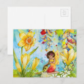 Fairy waterverf illustratie onecht briefkaart (Voorkant / Achterkant)