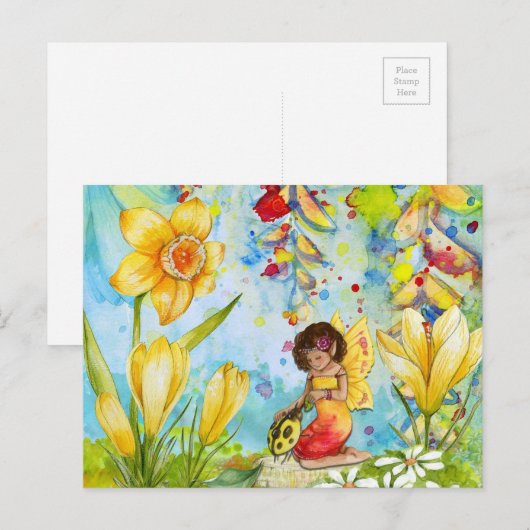 Fairy waterverf illustratie onecht briefkaart (Voorkant / Achterkant)