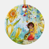 Fairy waterverf illustratie onecht keramisch ornament (Voorkant)
