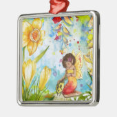 Fairy waterverf illustratie onecht metalen ornament (Links)