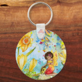 Fairy waterverf illustratie onecht sleutelhanger (Voorkant)