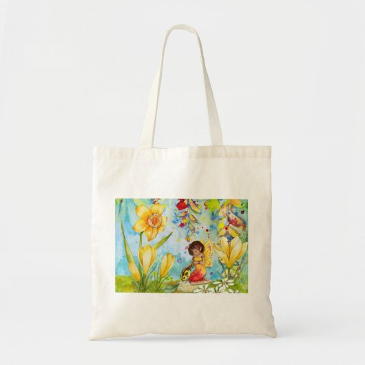 Fairy waterverf illustratie onecht tote bag (Voorkant)