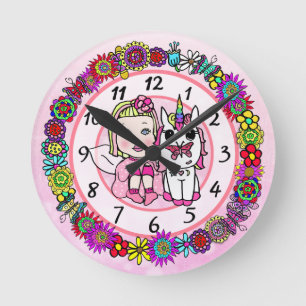 Fairy Whimsical Folk Art Girl's Ronde Klok