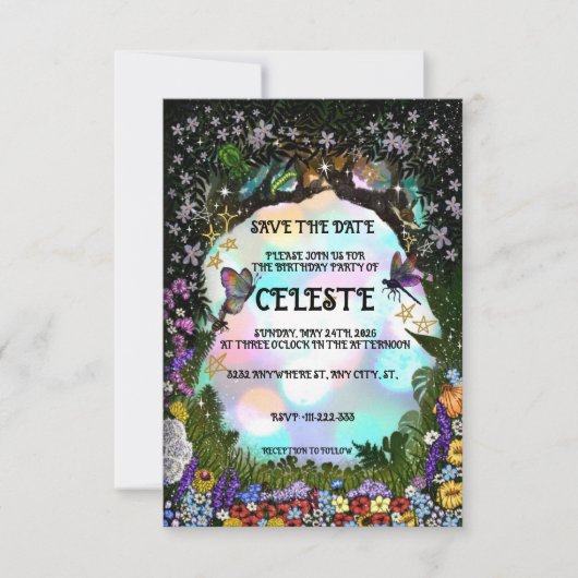 Fairy Whimsical Forest of Magic Save The Date (Voorkant)