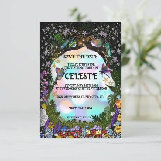 Fairy Whimsical Forest of Magic Save The Date (Staand voorkant)