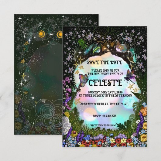Fairy Whimsical Forest of Magic Save The Date (Voorkant / Achterkant)