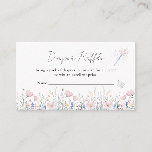 Fairy Wildflower betoverd grillig Baby shower Informatiekaartje (Voorkant)