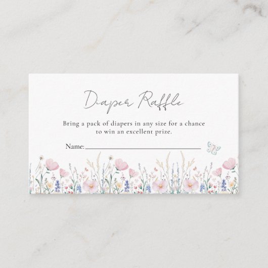 Fairy Wildflower betoverd grillig Baby shower Informatiekaartje (Voorkant)