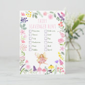 Fairy Wildflower Birthday Scavenger Hunt Kaart (Staand voorkant)