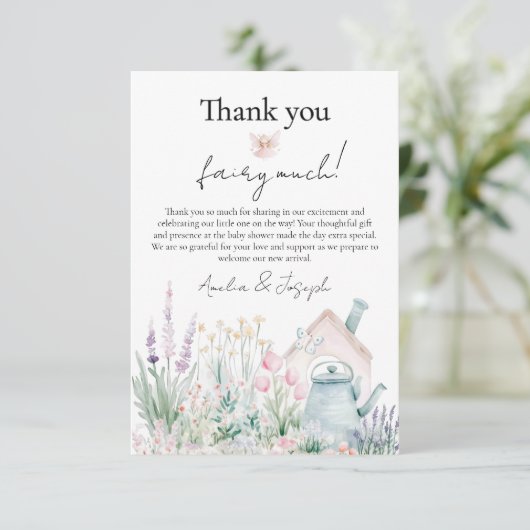 Fairy Wildflower Enchanted Baby shower Dank u Bedankkaart (Staand voorkant)