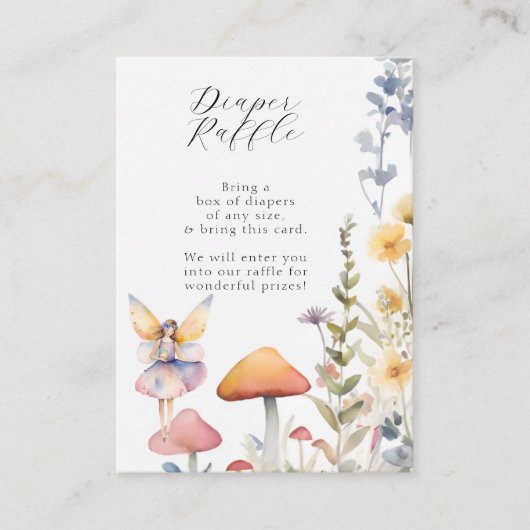 Fairy Wildflower Floral Baby Meisje Luier Raffle Informatiekaartje (Voorkant)