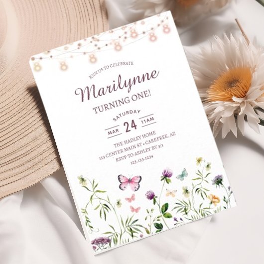 Fairy Wildflower Garden 1e verjaardag Kaart