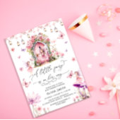 Fairy Wildflower Roze Baby shower Uitnodiging