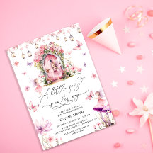 Fairy Wildflower Roze Baby shower Uitnodiging