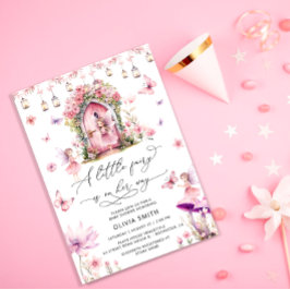 Fairy Wildflower Roze Baby shower Uitnodiging