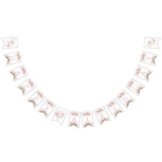 Fairy Wildflower Roze Verjaardag Uitnodiging Vlaggetjes (Alle)