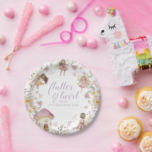 Fairy wildflower verjaardag papieren bordje (Feest)