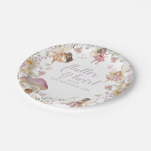 Fairy wildflower verjaardag papieren bordje (Gekanteld)