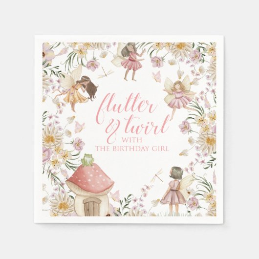 Fairy wildflower verjaardag servet (Voorkant)