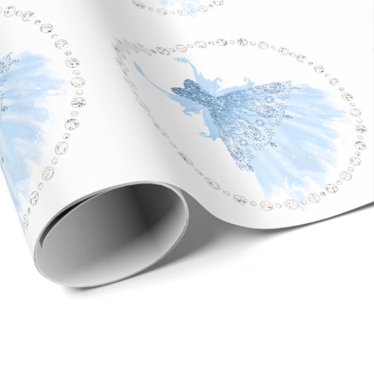 Fairy Wing Ice Gown | vorstblauwe iriserende glans Cadeaupapier (Rol Hoek)