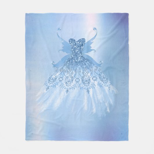 Fairy Wing Ice Gown | vorstblauwe iriserende glans Fleece Deken (Voorkant)