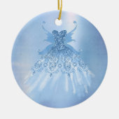 Fairy Wing Ice Gown | vorstblauwe iriserende glans Keramisch Ornament (Voorkant)