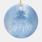 Fairy Wing Ice Gown | vorstblauwe iriserende glans Keramisch Ornament (Achterkant)