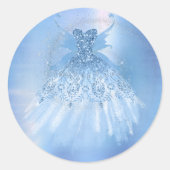 Fairy Wing Ice Gown | vorstblauwe iriserende glans Ronde Sticker (Voorkant)