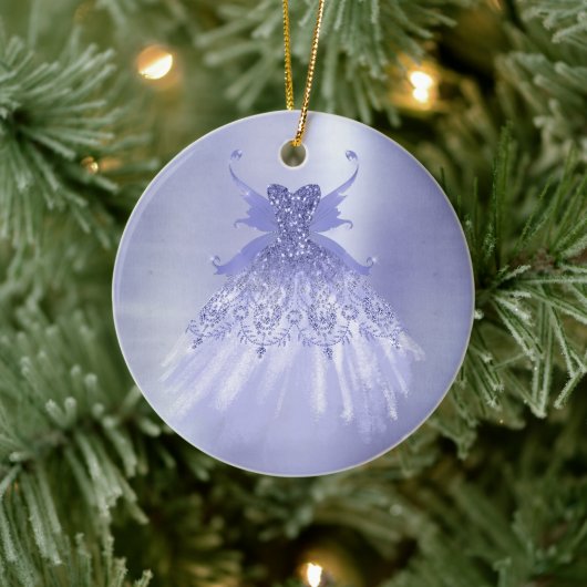 Fairy Wing Lavender Gown | Paarse iriserende glans Keramisch Ornament (Boom)